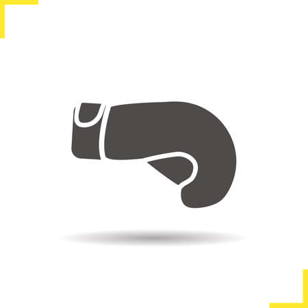 Boxing icon. Drop shadow boxing glove silhouette symbol. Boxing fighter protective equipment. Boxing  concept. Vector boxing glove isolated illustrationのイラスト素材