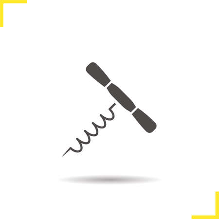 Corkscrew icon. Drop shadow wine bottle opener silhouette symbol. Kitchen instrument. Cooking equipment. Corkscrew  concept. Vector wine bottle opener isolated illustrationのイラスト素材