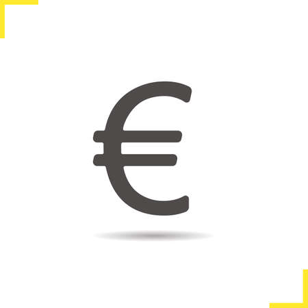 Euro sign icon. Drop shadow euro silhouette symbol. International currency. European union. Vector isolated illustrationのイラスト素材