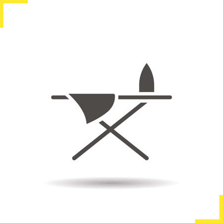 Ironing board icon. Drop shadow iron and sheet silhouette symbol. Ironing table. Vector isolated illustrationのイラスト素材