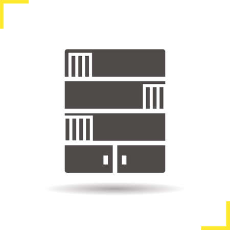 Bookcase icon. Drop shadow silhouette symbol. Bookshelf. Vector isolated illustrationのイラスト素材