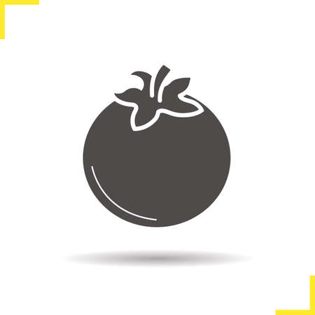 Tomato icon. Drop shadow ripe tomato silhouette symbol. Seasonal agricultural vegetable. Vector isolated illustrationのイラスト素材