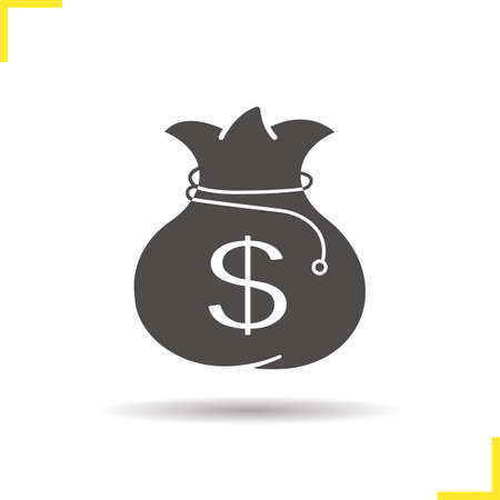 Money bag icon. Drop shadow silhouette symbol. Vector isolated illustrationのイラスト素材