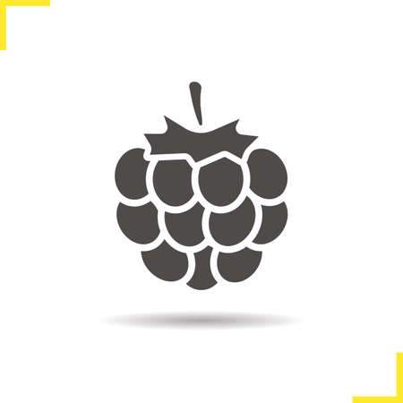 Raspberry icon. Drop shadow blackberry silhouette symbol. Raspberry berry. Vector isolated illustrationのイラスト素材