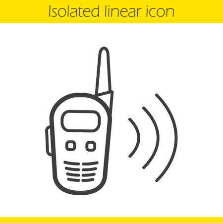 Radio set linear icon. Walkie talkie thin line illustration. Radio transceiver contour symbol. Vector isolated outline drawingのイラスト素材