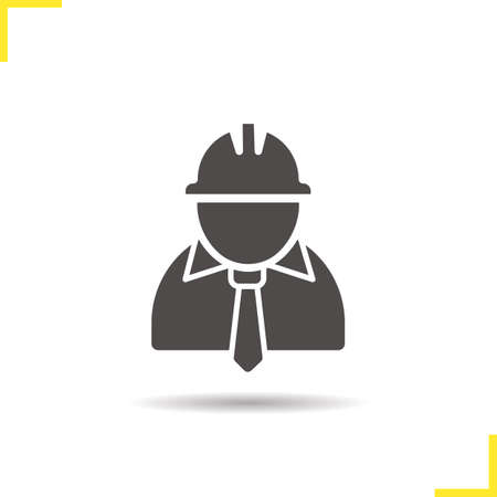 Engineer icon. Drop shadow architect silhouette symbol. Industrial worker. Factory chief vector isolated illustrationのイラスト素材