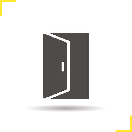 Open door icon. Drop shadow doorway silhouette symbol. Building exit. Vector isolated illustrationのイラスト素材