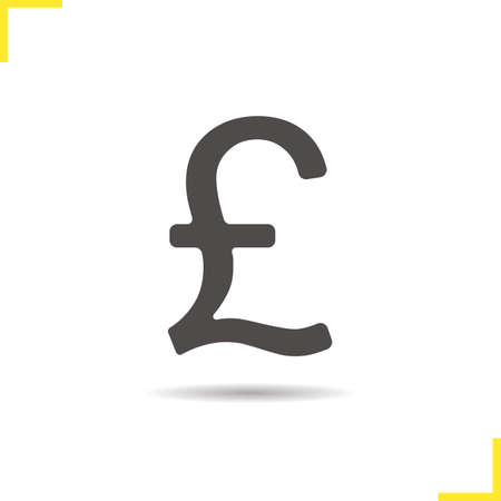 Pound icon. Drop shadow gbp silhouette symbol. Great Britain national currency sign. Vector isolated illustrationのイラスト素材