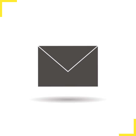 Email icon. Drop shadow letter silhouette symbol. Sms symbol. Vector isolated illustrationのイラスト素材