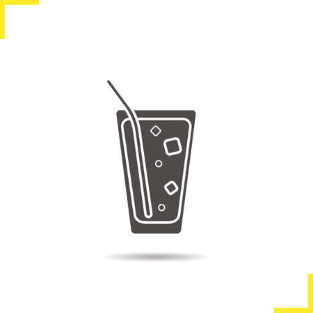 Lemonade icon. Drop shadow gin silhouette symbol. Long island cocktail. Vector isolated illustrationのイラスト素材