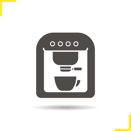 Coffee machine icon. Drop shadow silhouette symbol. Coffee maker vector isolated illustrationのイラスト素材