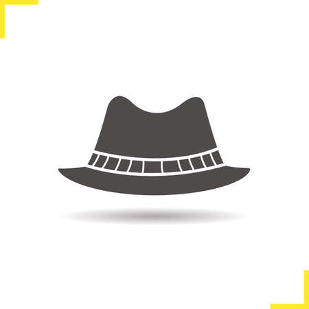 Men's hat icon. Drop shadow homburg silhouette symbol. Men's formal attire hat. Vector isolated illustrationのイラスト素材