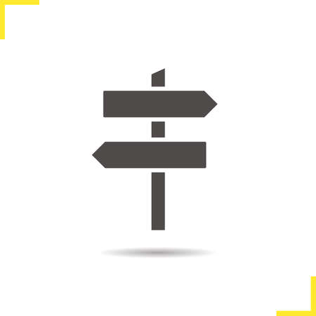 Signpost icon. Drop shadow wooden way direction silhouette symbol. Guidepost. Vector isolated illustrationのイラスト素材
