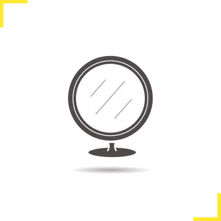 Portable mirror icon. Drop shadow silhouette symbol. Bathroom mirror. Vector isolated illustrationのイラスト素材