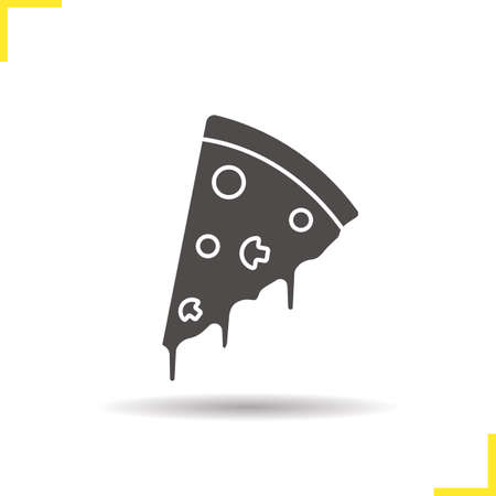 Pizza slice icon. Drop shadow silhouette symbol. Italian pizza. Vector isolated illustrationのイラスト素材