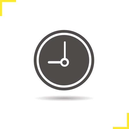 Clock icon. Drop shadow time silhouette symbol. House and office wall clock. Vector isolated illustrationのイラスト素材