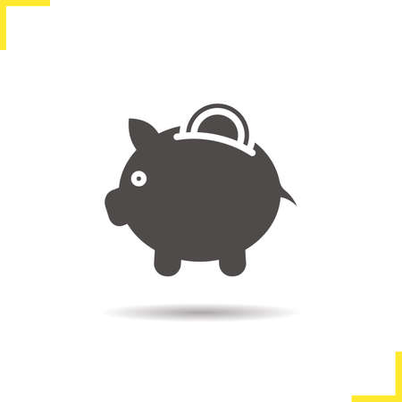 Piggy bank icon. Drop shadow silhouette symbol. Vector isolated illustrationのイラスト素材