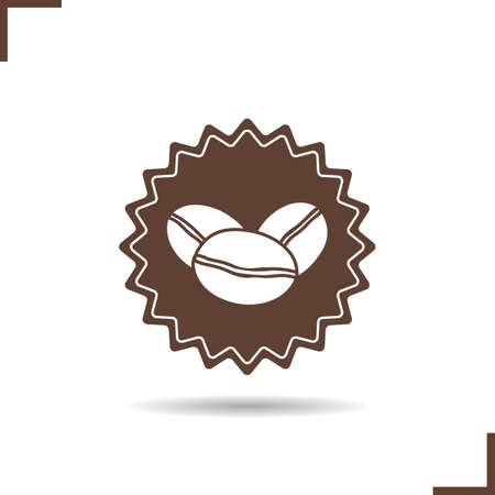 Coffee beans color icons set. Coffee house emblem. Vector isolated illustrationのイラスト素材