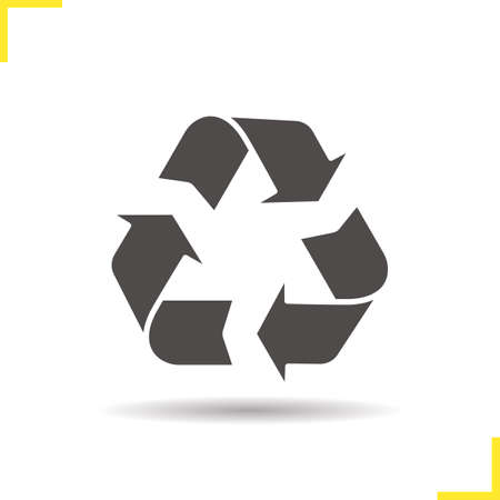 Recycle symbol icon. Negative space. Drop shadow environment protection silhouette symbol. Vector isolated illustrationのイラスト素材