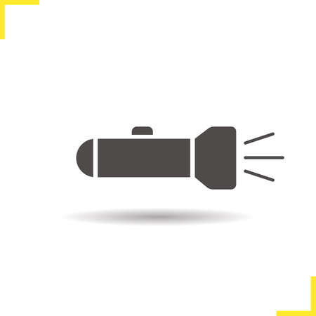 Flashlight icon. Drop shadow silhouette symbol. Light. Portable torch vector isolated illustrationのイラスト素材