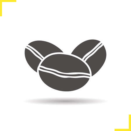 Coffee beans icon. Drop shadow silhouette symbol. Coffee grains. Vector isolated illustrationのイラスト素材