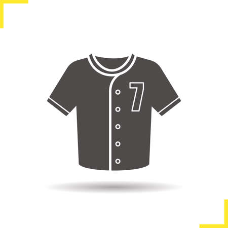 Baseball t-shirt icon. Negative space. Drop shadow silhouette symbol. Softball player's uniform shirt. Vector isolated illustrationのイラスト素材