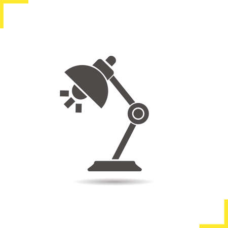 Table lamp icon. Drop shadow silhouette symbol. Desk lamp vector isolated illustrationのイラスト素材