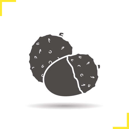 Lichee icon. Drop shadow silhouette symbol. Litchi fruit vector isolated illustrationのイラスト素材