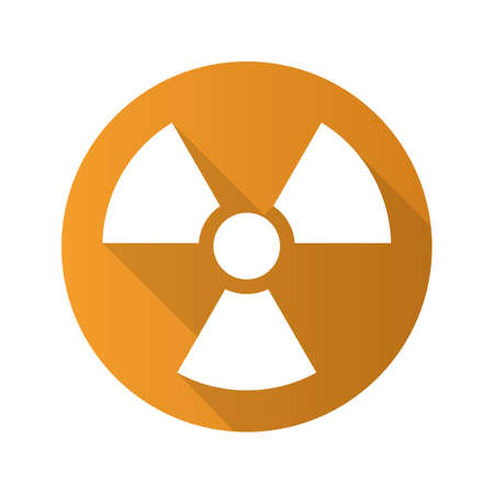 Radiation sign flat design long shadow icon. Radioactive danger symbol. Nuclear energy. Vector silhouette symbolのイラスト素材