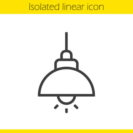 Ceiling lamp linear icon. Thin line illustration. Hanging lamp contour symbol. Vector isolated outline drawingのイラスト素材