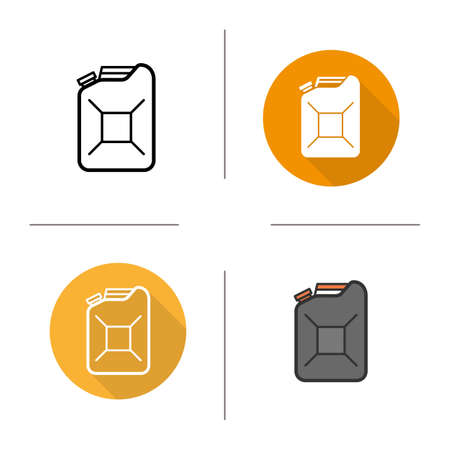 Gasoline canister icon. Flat design, linear and color styles. Petrol jerrycan. Fuel isolated vector illustrationsのイラスト素材