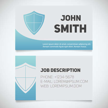 Business card print template with shield logo. Easy edit. Protection. Guard. Cyber security. Stationery design concept. Vector illustrationのイラスト素材