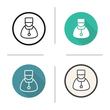 Doctor icon. Flat design, linear and color styles. Therapist. Practitioner. Physician. Isolated vector illustrationsのイラスト素材