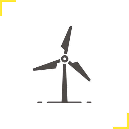 Windmill icon. Drop shadow silhouette symbol. Wind eco energy. Negative space. Vector isolated illustrationのイラスト素材