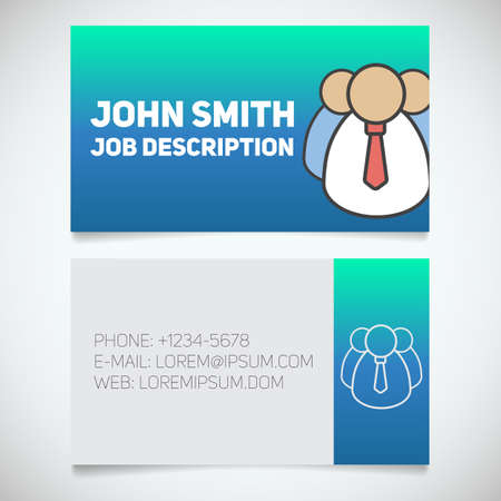 Business card print template with company personnel logo. Easy edit. Manager. Employer. Stationery design concept. Vector illustrationのイラスト素材