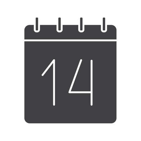 February 14 icon. Calendar silhouette symbol. Valentines Day. Negative space. Vector isolated illustrationのイラスト素材