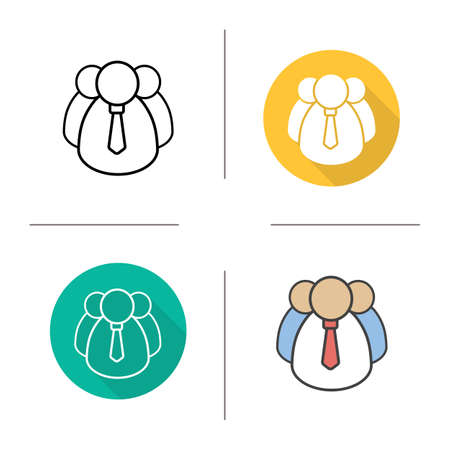 Top manager icon. Flat design, linear and color styles. Workers. Team leader. Teamwork. Work group. Isolated vector illustrationsのイラスト素材