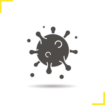 Virus icon. Drop shadow microbe silhouette symbol. Bacteria. Negative space. Vector isolated illustrationのイラスト素材