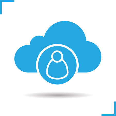 Cloud storage user icon. Drop shadow silhouette symbol. Personal data web storage. Cloud computing. Vector isolated illustrationのイラスト素材