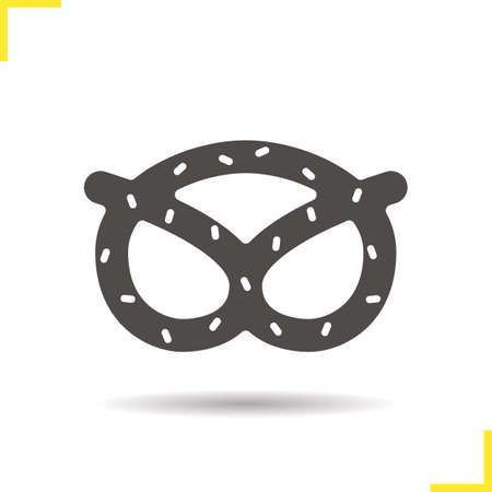 Brezel icon. Drop shadow silhouette symbol. Pretzel. Negative space. Vector isolated illustrationのイラスト素材