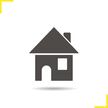 House icon. Drop shadow silhouette symbol. Home. Cottage building. Negative space. Vector isolated illustrationのイラスト素材