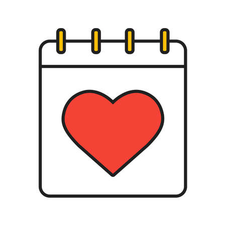 Valentine's Day color icon. February 14 day. Calendar. Isolated vector illustrationのイラスト素材