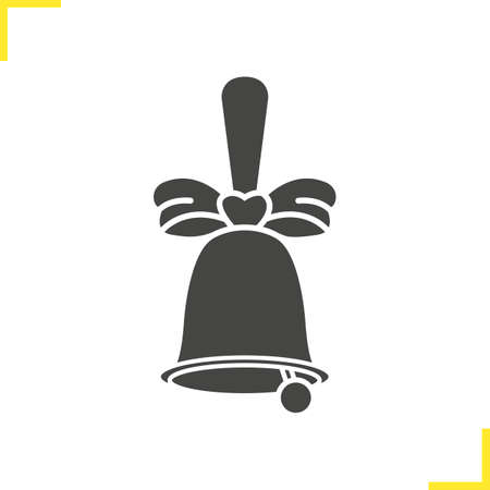 School bell with bow icon. Back  to school. Negative space. Vector isolated illustrationのイラスト素材