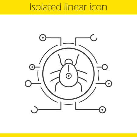 Computer virus linear icon. Thin line illustration. Contour symbol. Malware and spyware bug. Vector isolated outline drawingのイラスト素材