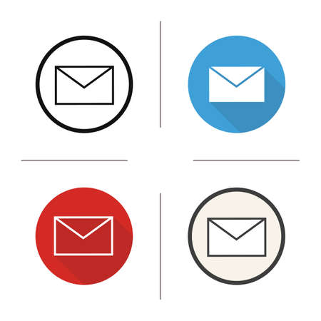 Email icon. Flat design, linear and color styles. Sms message. Envelope. Letter isolated vector illustrationsのイラスト素材