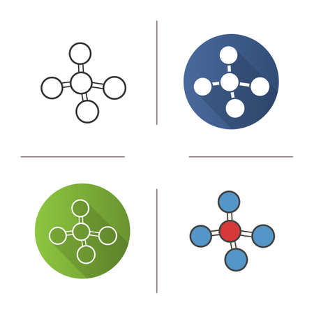 Molecule icon. Flat design, linear and color styles. Molecular structure. Isolated vector illustrationsのイラスト素材