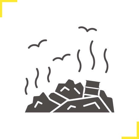 Rubbish dump icon. Drop shadow trash silhouette symbol. Environment pollution. Debris. Garbage. Negative space. Vector isolated illustrationのイラスト素材