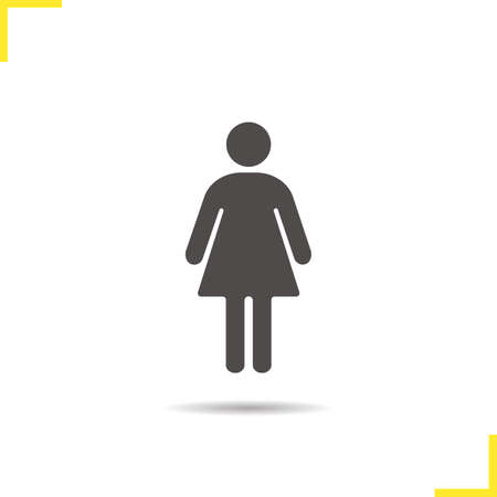Woman silhouette icon. Drop shadow vector symbol. Isolated illustrationのイラスト素材