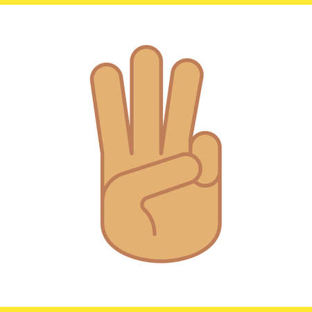 Three finger salute color icon. Scout promise sign. Three fingers hand gesture. Isolated vector illustrationのイラスト素材