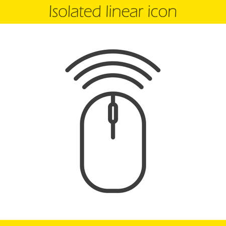 Wireless computer mouse linear icon. Thin line illustration. Contour symbol. Vector isolated outline drawingのイラスト素材